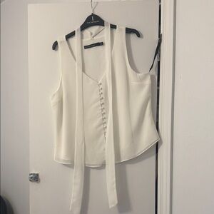 Iris Setlakwe Cream Tie-Neck Sleeveless Top